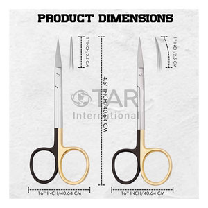 Tijeras de microdisección de 4.5 pulgadas, rectas y curvas, dentadas, de corte superior, punta fina, para eliminación de verrugas, uso médico y quirúrgico, para encías - Product Image 2