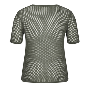 Unisex <b>Mesh</b> Short Sleeve Crew Neck <b>Top</b> Breathable Hollow Out Dot Pattern Summer Leisure Shirt Adults Regular Fit Polyester Tee - Product Image 2