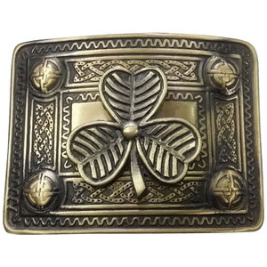 Nueva Hebilla de Cinturón Tradicional Escocesa con Trébol Irlandés, Estilo Antiguo/Celta Escocés, OEM ODM - Product Image 1