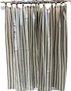 Rideaux en coton faits à la main écologiques - Personnalisables, à œillets tissés, design classique pour hôtel, café et décoration intérieure - Product Image 1