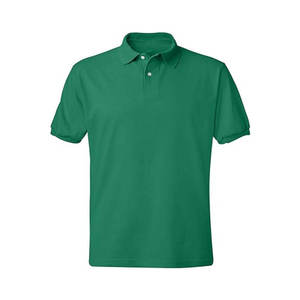 Polo de Algodón Piqué Verde de Manga Corta para Hombre, Cuello Abotonado, Estilo Casual, Corte Regular, Color Sólido - Product Image 1
