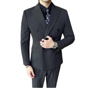 Costumes d'affaires pour hommes de haute qualité, double 3 pièces, costume de bureau formel (veste + gilet + pantalon), vêtements pour hommes - Product Image 2