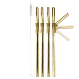 Premium Copper <b>Reusable</b> Metal Drinking <b>Straw</b> Set Bent Beverage <b>Straws</b> for Smoothies Cocktails Juice and Beverages - Product Image 2