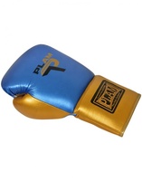 Gants de boxe Plam International en cuir de vachette métallisé à lacets, rembourrage multicouche pour le kick-boxing professionnel