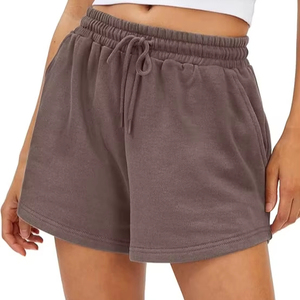 Shorts de sport d'été taille mi-haute pour femme en polyester avec cordon de serrage, élastiques, respirants, anti-transpiration, motif tendance, poches, style sportif - En promotion - Product Image 2