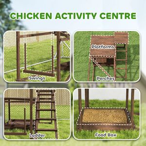 Juego de actividades de madera para gallinas, juguete interactivo y de movimiento para mascotas con percha, columpio, escalera, plataformas, comedero y almacenamiento. - Product Image 3