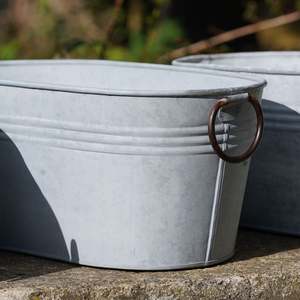 Bacs de jardin ovales en zinc galvanisé, jardinières rustiques d'extérieur autoportantes, jardinières en métal zinc les plus vendues - Product Image 4