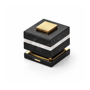 Juego de Manijas de Puerta de Diseño |   Pomo de Mármol Auténtico con Acabado Negro Grafito Antiguo en Acero Inoxidable |   Manija de Puerta de Lujo para Hogar u Oficina - Product Image 1