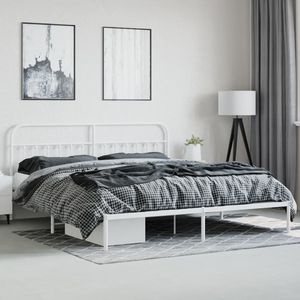 Cadre de lit en acier blanc thermolaqué de 76 po x 80 po, lits métalliques industriels - Product Image 4
