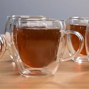 Juego de 4 Vasos de Té de Cristal de Doble Pared, Diseño Clásico Vintage, Aptos para Alimentos, Reutilizables, para Hotel o Uso Personal, para Café - Product Image 5