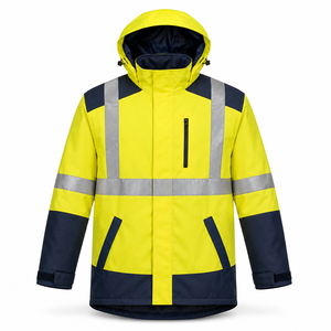 Veste de sécurité haute visibilité réfléchissante, imperméable, à capuche, jaune, en tissu Oxford, unisexe, pour le travail industriel, personnalisable, vente en gros - Product Image 1