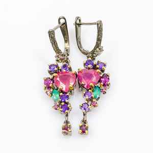 Pendientes de Aro con Rubí Rosa Natural en Forma de Corazón, Plata de Ley 925, Certificados por IGI, Diseño Clásico, Regalo de Aniversario o Boda - Product Image 2