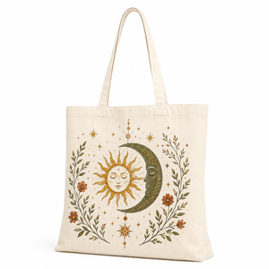 Sac fourre-tout en toile de coton durable avec cordon de serrage, logo personnalisé imprimé, sac à bandoulière réutilisable pour la plage, les voyages quotidiens - Product Image 2