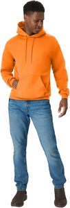Sudadera con Capucha Naranja para Hombre de Primera Calidad, Algodón y Felpa, Diseño Casual de Color Sólido con Bolsillo Frontal - Product Image 3