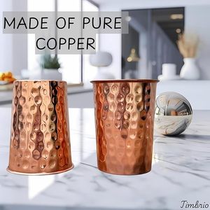 Verre à boire en cuivre pur de marque privée, design traditionnel indien fait main, gobelet ayurvédique bien-être - Product Image 4