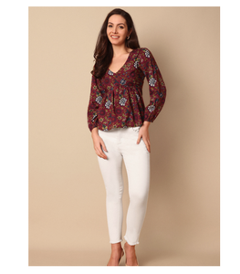 Haut d'été tissé à manches longues pour femme, imprimé floral uni, léger, doux, confortable, idéal pour les fêtes, pique-niques, voyages et vacances - Product Image 2