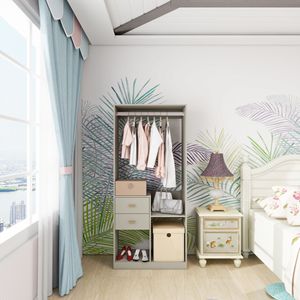 Système d'organisation de placard mural gris 32 po x 16 po x 71 po, étagères à vêtements, tiroirs, penderie moderne - Product Image 5