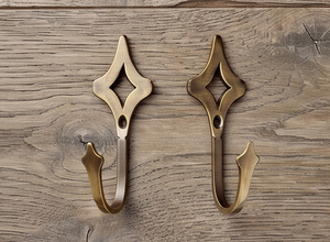 Antique Brass Wall <b>Hook</b> <b>With</b> Diamond Cutout Design Perfect For Home Decor And Elegant Storage Solutions Stylish Wall Accent - Product Image 6