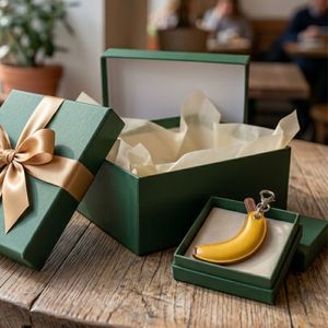 Logo et emballage personnalisés, accessoire fruité mignon bicolore 3D pour promotion de cadeaux, porte-clés banane - Product Image 3