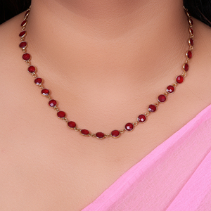 Collier classique de luxe fait main en argent sterling avec perles de pierres précieuses rouges naturelles, chaîne plaquée or, élégant, tendance, cadeau pour femme, idéal pour les fêtes - Product Image 3