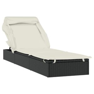Tumbona Plegable Negra de Ratán Sintético de 83.9 x 24.8 x 38.2 Pulgadas, Elegante Tumbona para Tomar el Sol - Product Image 2