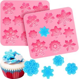 Set di 2 Stampi in Silicone 3D a Forma di Fiocco di Neve per Decorazione Torte e Cupcake, Strumento per Lavorazione Argilla Polimerica - Product Image 1