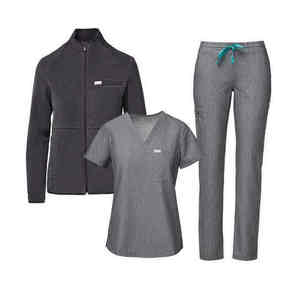 Ensemble de Blouse et Pantalon Médical Unisexe Premium 3 Pièces Écologique 100% Coton pour Hôpital – Haut Col V, Pantalon et Veste - Product Image 5