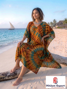Printed <b>Kaftan</b> Dress Women Elegant <b>Beach</b> Wear Loose Fit Soft Fabric Cover Up Resort Island Style Wholesale Manufacturing Supply - Product Image 6
