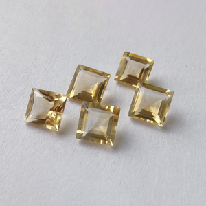 Citrine naturelle facettée, taille carrée, calibrée, pierre précieuse en gros - Product Image 2