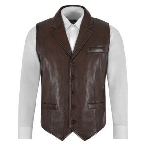 Chaleco de Cuero Napa Genuino Hecho a Mano para Hombre, Chaleco Formal de Negocios con Múltiples Bolsillos, Proveedor Mayorista Directo de Fábrica OEM ODM - Product Image 5