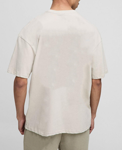 T-shirt pour homme à col rond, coupe classique, en jersey de soie/coton 260 GSM, anti-plis, séchage rapide, écologique, avec logo imprimé personnalisé - Product Image 5