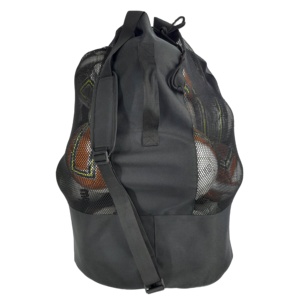 Sac de transport de football en maille ronde personnalisé avec bandoulière réglable, design minimaliste portable, noir, 22 pouces, pour hommes - Product Image 2
