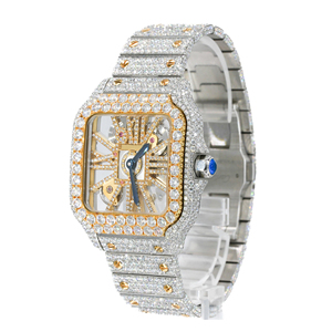 นาฬิกาโมอิสซาไนต์แบบ Iced Out เพชร VVS สไตล์ฮิปฮอป ผิวเงา สแตนเลสสตีล ควอตซ์ สำหรับผู้ชาย สายขนาด 20 มม. หน้าปัดกระจก - Product Image 2