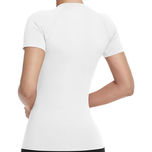 <b>Women's</b> <b>White</b> <b>Short</b> <b>Sleeve</b> Crew Neck Slim Fit Quick Dry Knitted Solid Color Polyester T-<b>Shirt</b> Casual Sporty Athletic Wear - Product Image 6