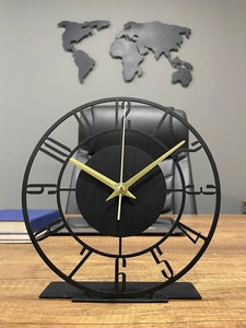 Black <b>Table</b> Top <b>Clock</b> Suitable For Workspace Offices And Home Side <b>Tables</b> Modern Desk Decor Handcrafted From India - Product Image 4