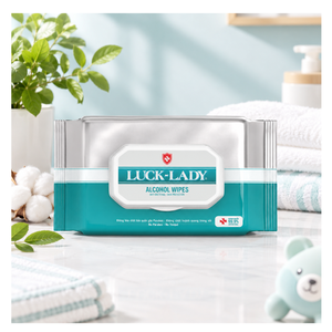 Nouvelles lingettes alcoolisées Luck Lady de haute qualité, fabricant en gros du Vietnam, 50 lingettes, 99,9% antibactériennes, lingettes humides en pack - Product Image 6