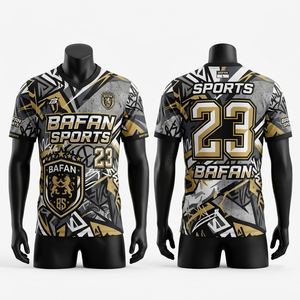 Maillot de football en polyester premium 220 GSM, marron crème, col en V côtelé, logo brodé - Product Image 2
