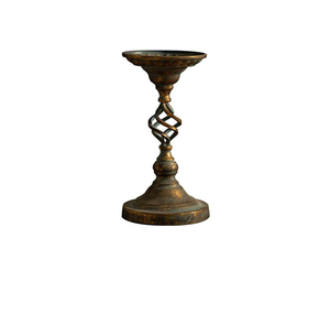 Round Base Antique <b>Brass</b> Metal Gold <b>Candlestick</b> with Snuffer Handmade - Product Image 6