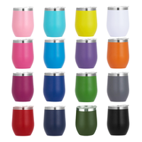 Großhandel 12oz Edelstahl Eiförmiger Becher Pulverbeschichtet Isoliert Doppelwandig Vakuum-Weintumbler für Camping