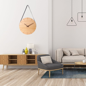 Horloge numérique électrique silencieuse en bambou de style antique avec affichage à aiguilles 12 heures, finition brun clair, pendule en verre - Product Image 3