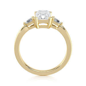Anillo de Compromiso de Tres Piedras con Diamante Cultivado en Laboratorio de Corte Radiante, 1.70 CTW, Oro Sólido de 14K, Chapado en Rodio, Regalo de Boda Elegante y de Lujo - Product Image 2