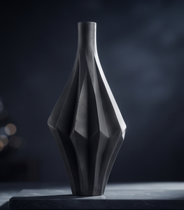 Vase décoratif en métal noir de luxe, moderne, à facettes angulaires, pour la maison, le bureau, le hall, la décoration intérieure - Product Image 5