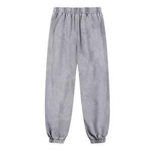 Men's Gray Cotton Sweatpants <b>Elastic</b> <b>Waist</b> Drawstring Side Pockets Casual Joggers Stonewashed Midweight Autumn Wear - Product Image 4