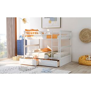 Lit superposé convertible blanc double sur double avec tiroirs Lits pour enfants Ancien SKU SM000241AAK 1 - Product Image 4