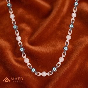 Rose Gold Round Link Moissanite <b>Necklace</b> Luxury Designer Chain Fashion Jewelry <b>Statement</b> <b>Necklace</b> For Women Men - Product Image 3