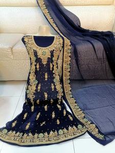 2022 Venta caliente pakistaní indio trabajo hecho a mano gasa Salwar Kameez traje vestido de novia para ocasiones especiales de verano - Product Image 2