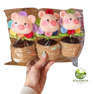 Handmade Crochet Animal Pot Decoration Cute Plush Flower <b>Doll</b> Kawaii Room Aesthetic Gift for Women Kids - Product Image 4