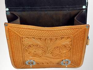 Sacoche en cuir pour selle de cheval western et moto, 100% cuir de buffle, couleur et logo personnalisables, gravé à la main, sculpté à la main, SS - Product Image 4