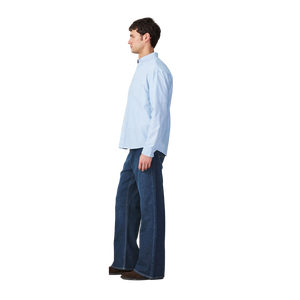 Men's Dark Blue Straight-Leg Jeans Mid Waist Regular Fit Casual Cotton Denim Autumn Wear - Product Image 2