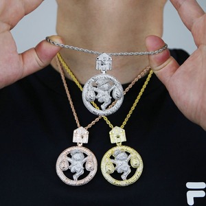 Collar con Colgante de Dos Tonos Chapado en Oro de 14k para Hombre, Estilo Hip Hop, con Significado de Dinero y Ganancias, Micro Pavé de Moissanita - Product Image 6